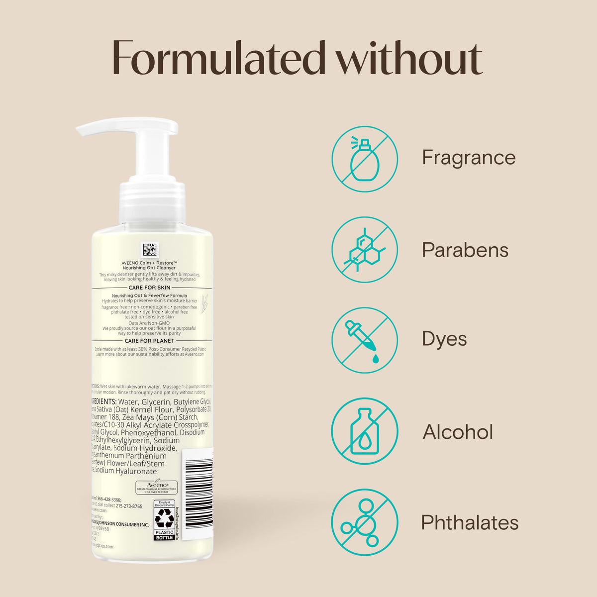 Aveeno on bathroom counter as part of calming routine for hydrated skin