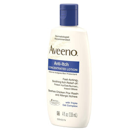 Aveeno lotion applied to forearm illustrating fast absorption and soothing feel