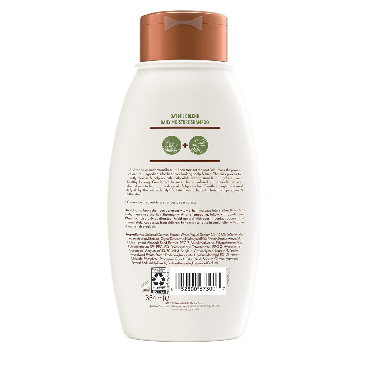 Aveeno oat milk shampoo texture poured to show creamy moisturizing feel