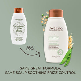 Aveeno conditioner open cap pouring texture to show creamy, lightweight formula