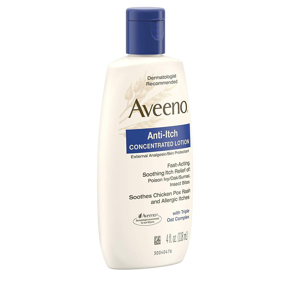 Aveeno bottle with open cap pouring a small amount demonstrating easy dispensing benefit