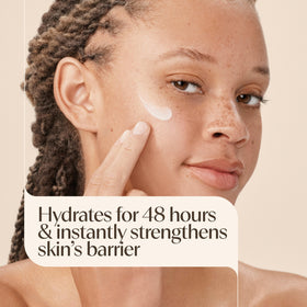 Aveeno open jar showing cream texture and quick-absorbing hydration