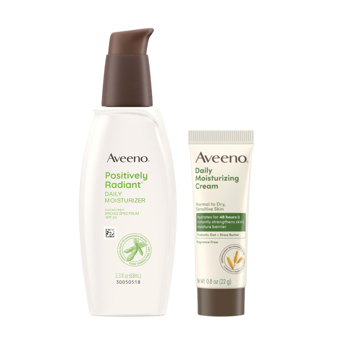 Aveeno positively radiant SPF 30 front packaging showing protection and radiance benefit