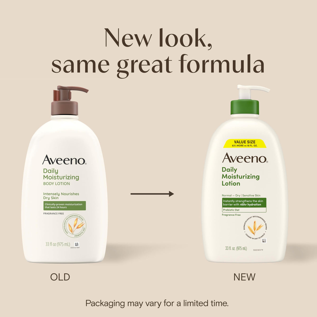 Aveeno pump dispense closeup demonstrating easy, mess‑free application