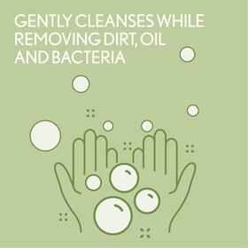 Aveeno pump dispensing gel closeup demonstrating easy, controlled use