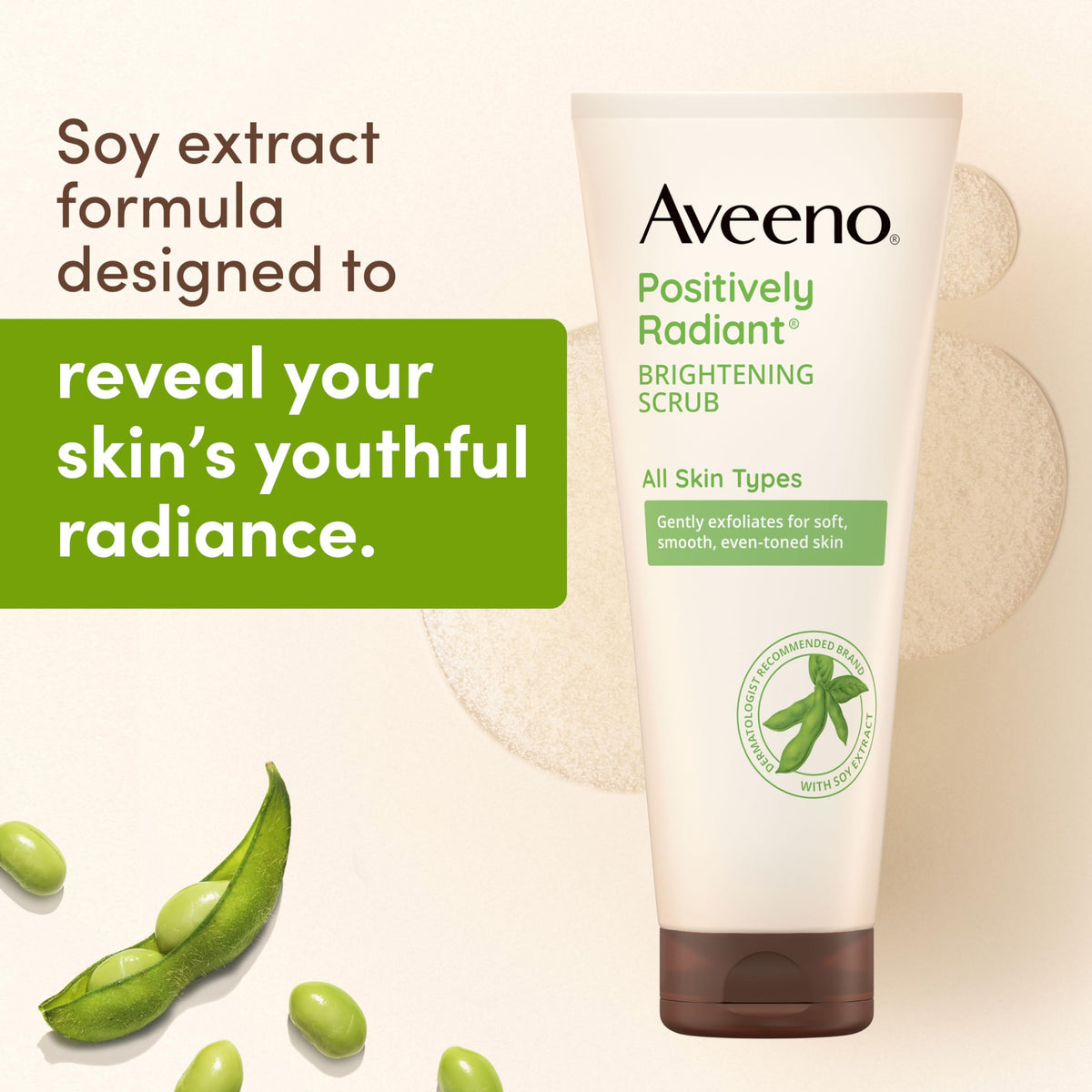 Aveeno dispensing cream into hand illustrating creamy consistency and easy daily use
