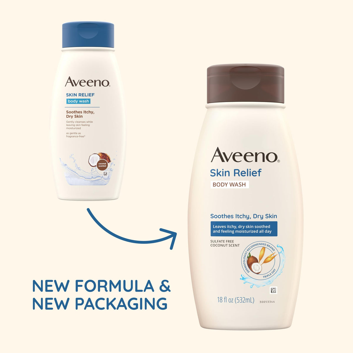 Aveeno pump dispensing body wash foam for gentle, non-drying cleanse benefit