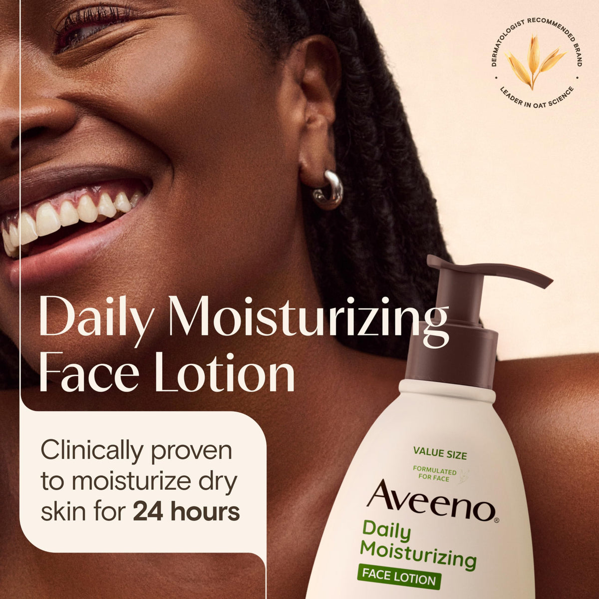 Aveeno lotion texture on fingers showing quick absorption and non-greasy feel