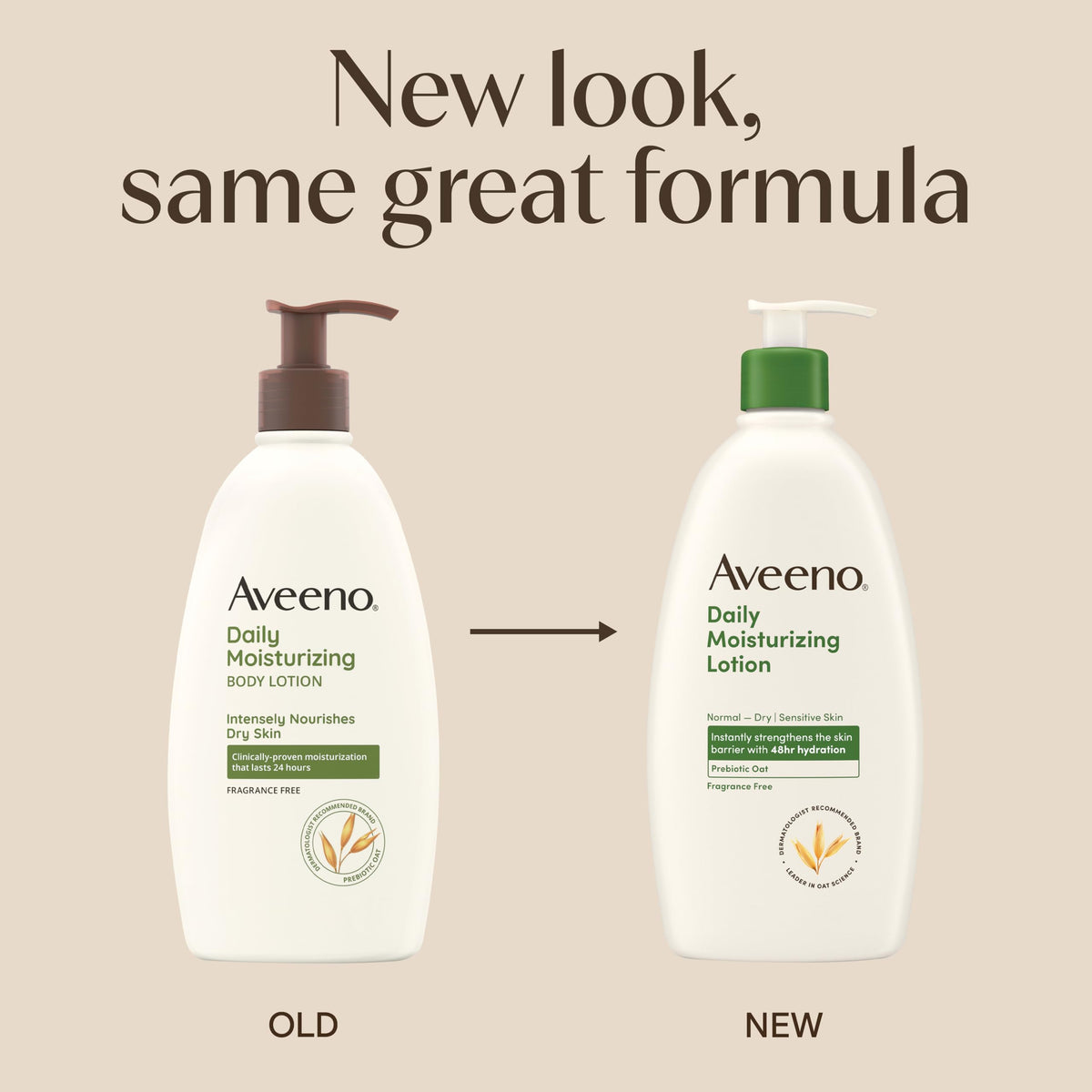 Aveeno pump dispenser close-up demonstrating easy one-handed use