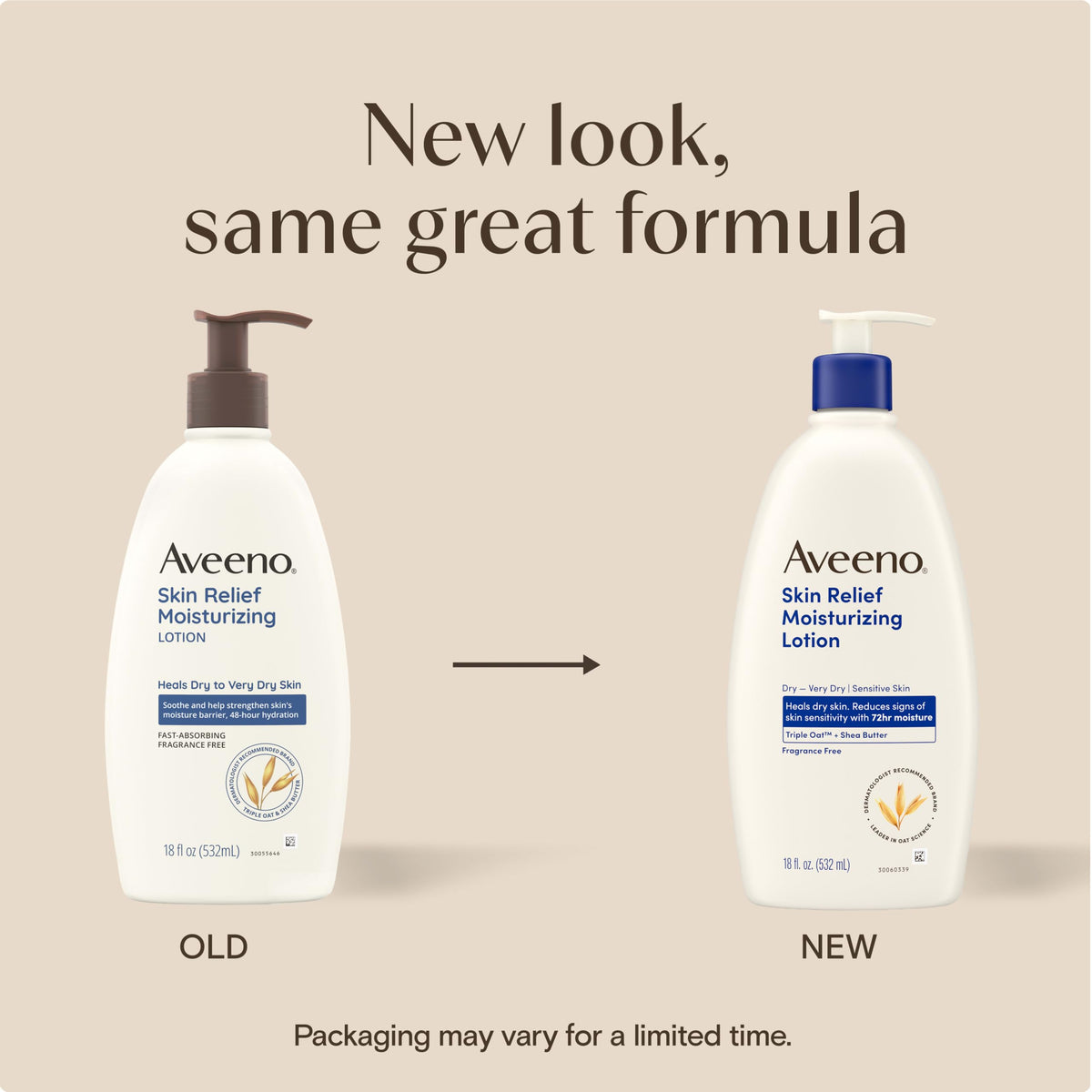 Aveeno close-up pump dispenser demonstrating easy one-hand use benefit