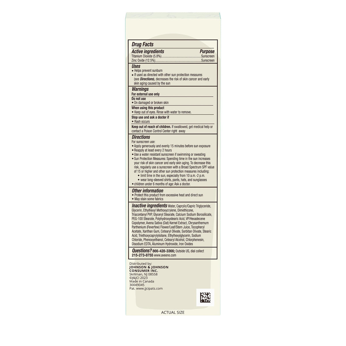 Aveeno tube next to ruler showing 1.7 fl oz compact size convenience