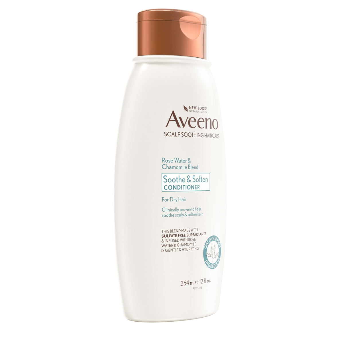 Aveeno 12 fl oz bottle next to ruler showing size and travel-friendly scale