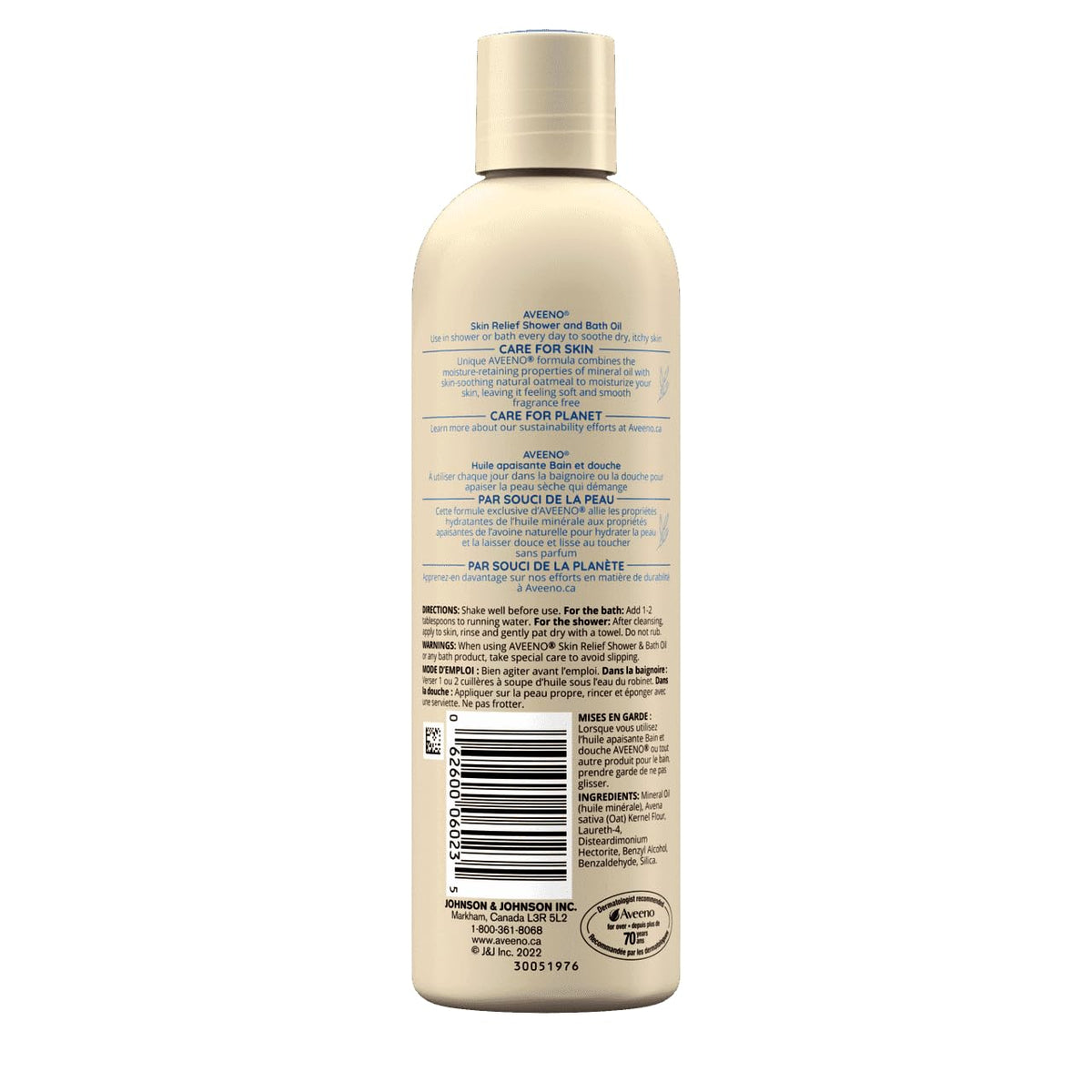Aveeno oil being applied in-shower demonstrating gentle hydration and improved skin comfort