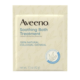 Aveeno single-use packet close-up emphasizing convenience and purity
