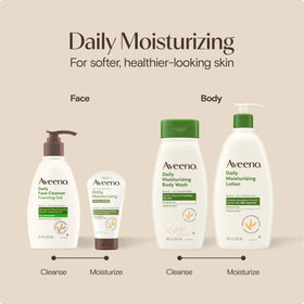 Aveeno bottle held in hand size comparison showing generous 18oz value