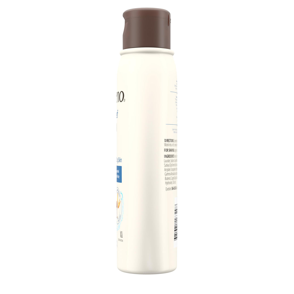 Aveeno bottle beside hand for scale indicating convenient 12 fl oz size benefit