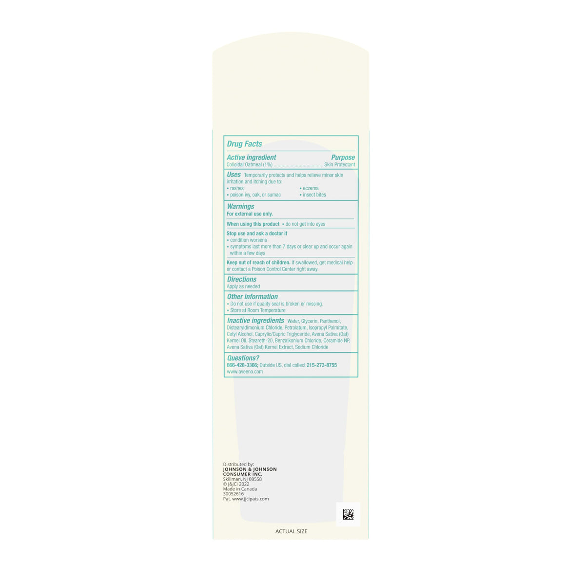 Aveeno small tub top view showing smooth balm surface and packaging