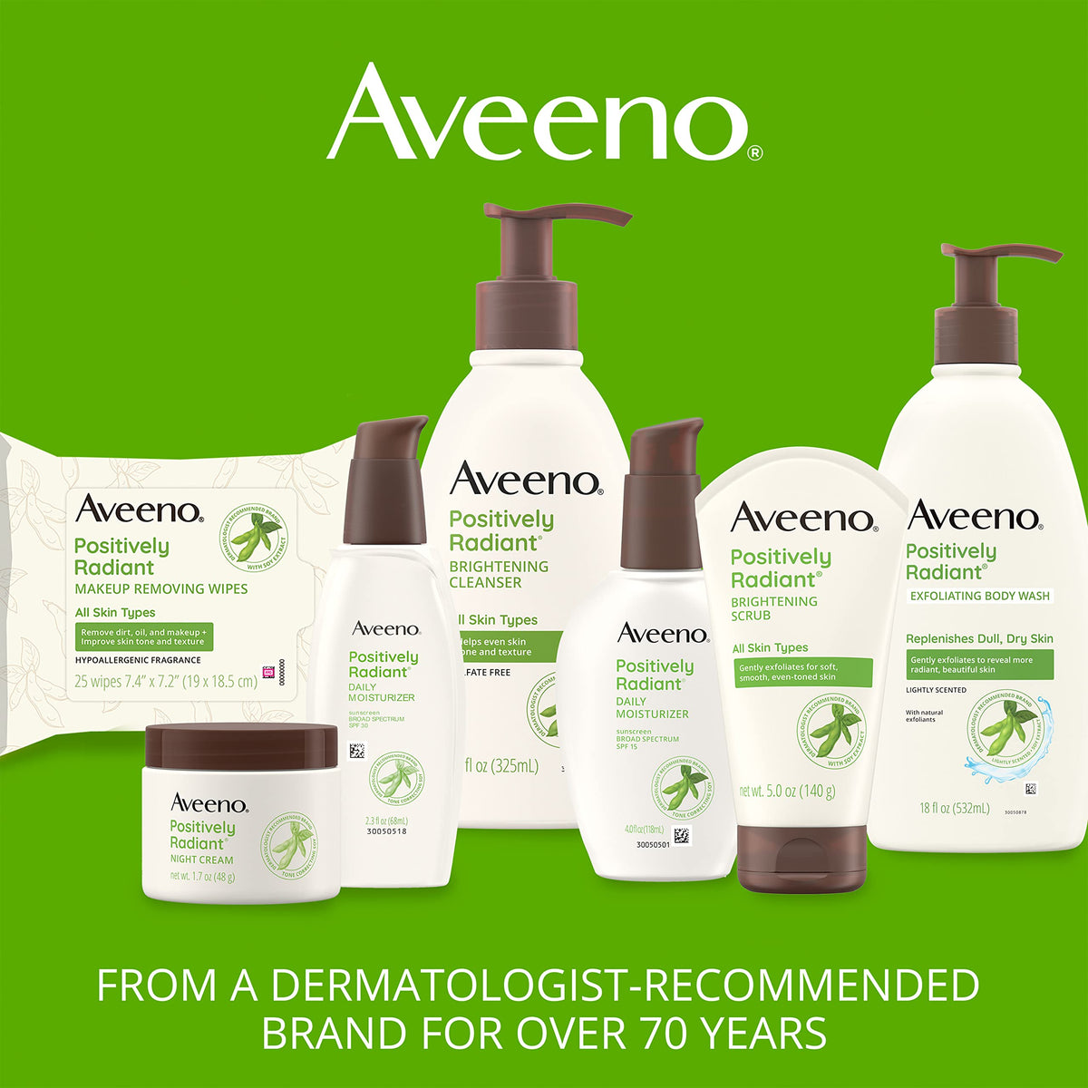 Aveeno depiction of soy extract ingredient supporting smoother skin