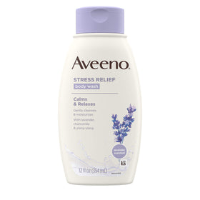 Aveeno front bottle showing product and calming scent benefits