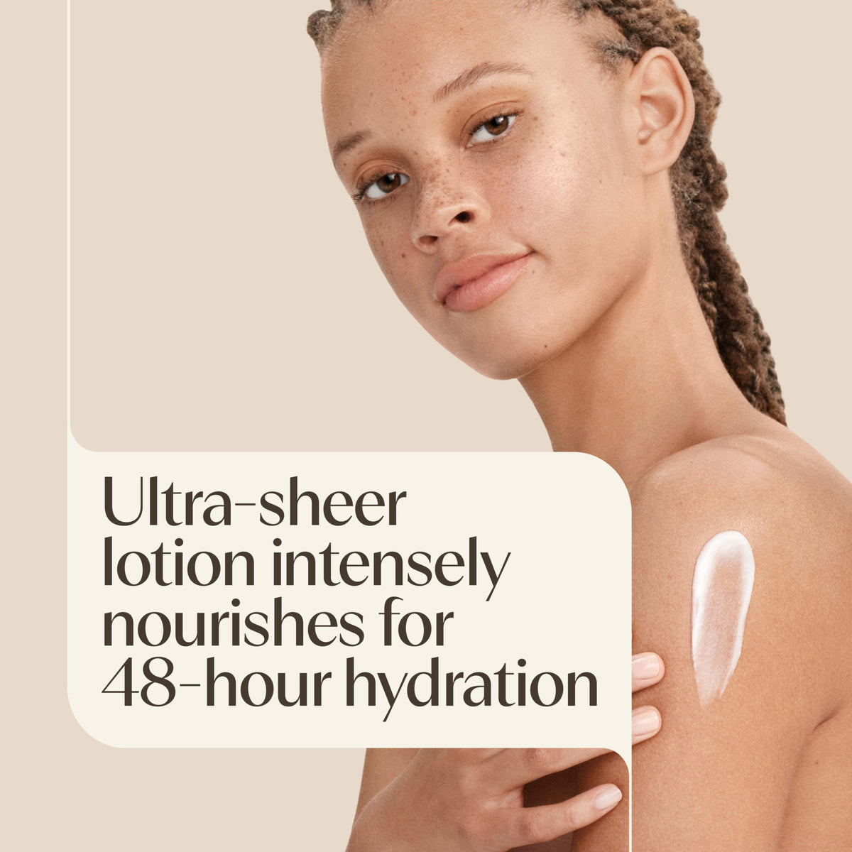 Aveeno texture close-up showing lightweight lotion and fast absorption