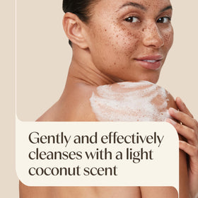 Aveeno creamy lather texture on washcloth for soothing moisture benefit