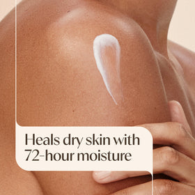 Aveeno lotion texture swirl showing fast-absorbing, non-greasy benefit