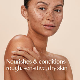 Aveeno oil droplet on skin highlighting fast absorption and non-greasy finish