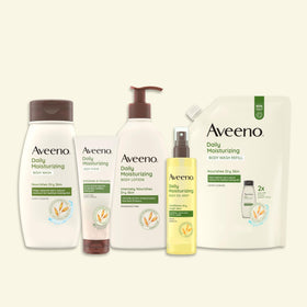 aveeno texture of oil on skin close-up showing quick absorption benefit