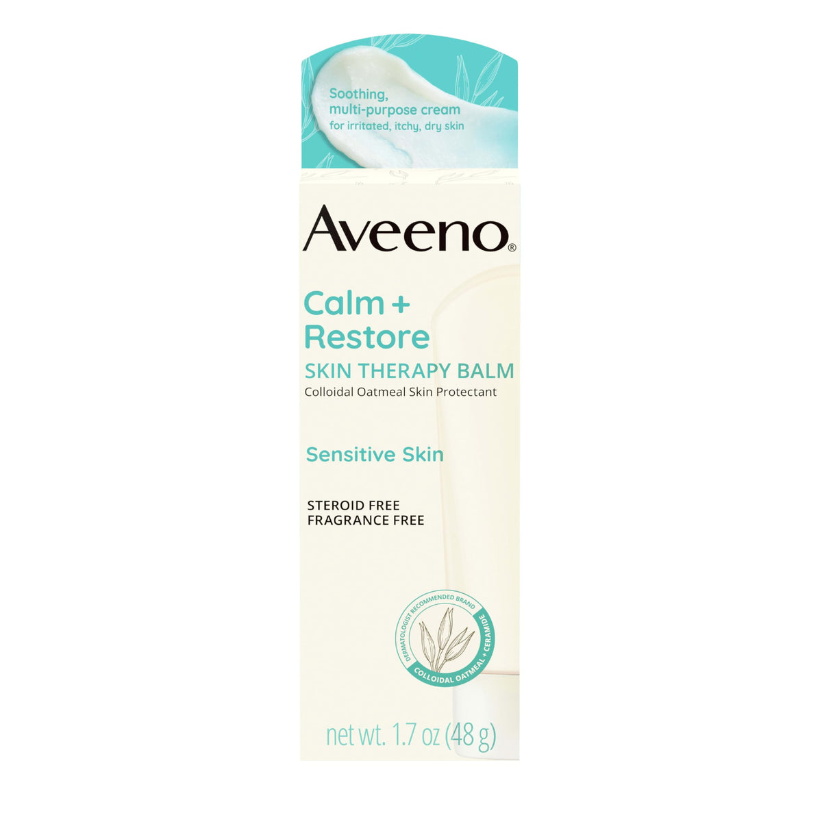 Aveeno Triple Oat Complex graphic emphasizing calming and hydrating effects