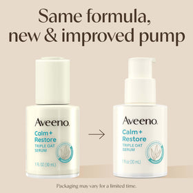 Aveeno Triple Oat serum pump detail highlighting easy dispensing and control