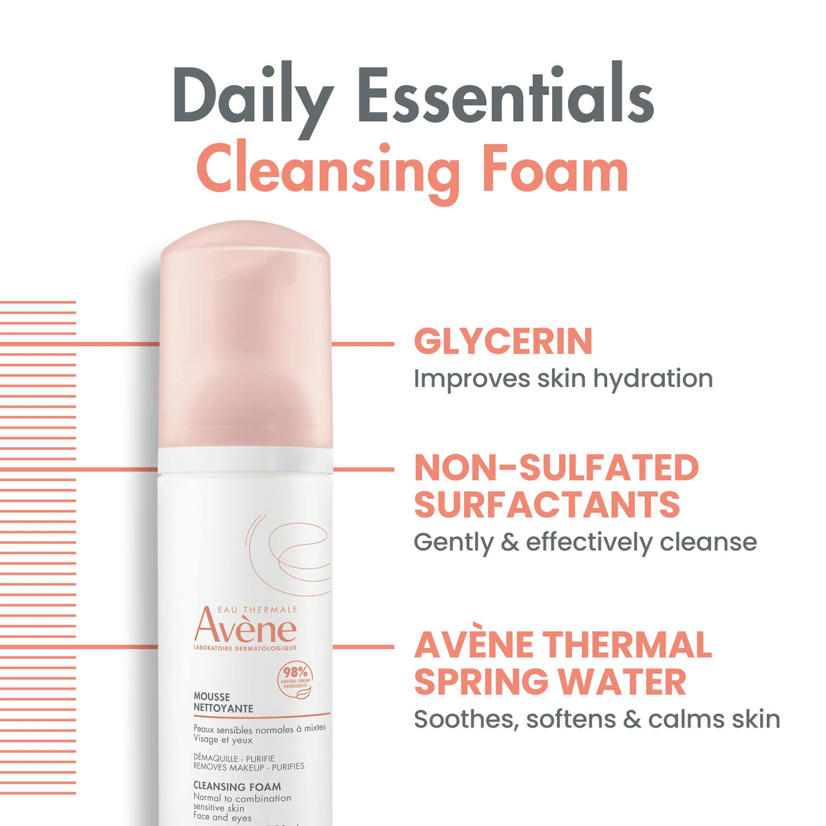 Avène bottle size comparison next to common item showing compact convenience benefit