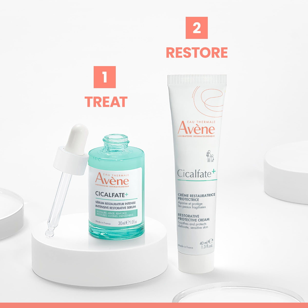 Eau Thermale Avène ingredient display emphasizing Pro‑Vitamin B5 and TRP‑Regulin™ benefits