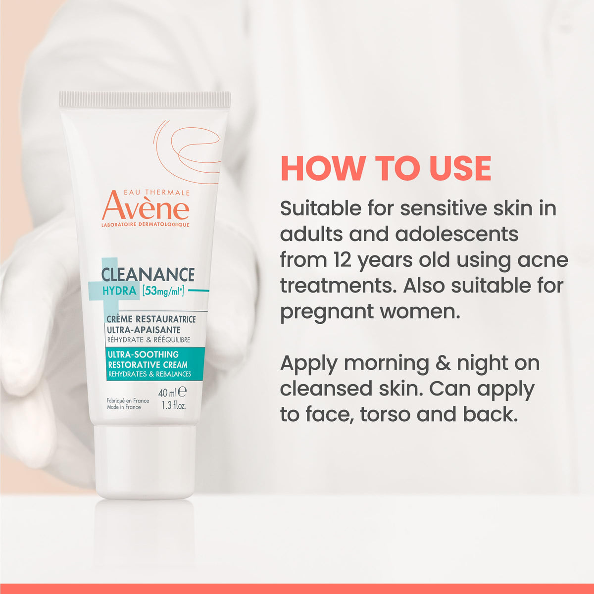 Eau Thermale Avène jar next to hand for size comparison and travel-friendly benefit