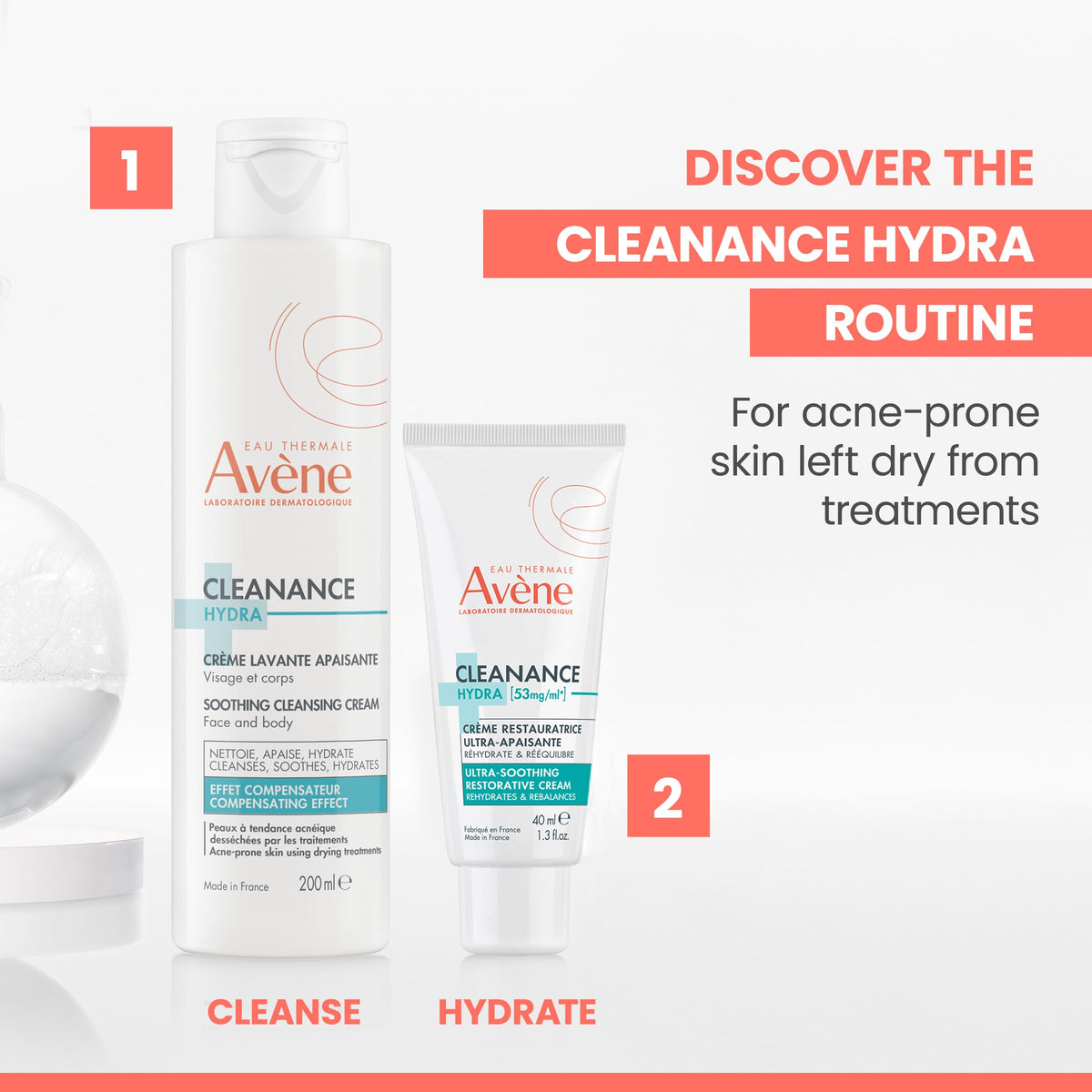 Eau Thermale Avène thermal spring water graphic emphasizing soothing mineral benefit