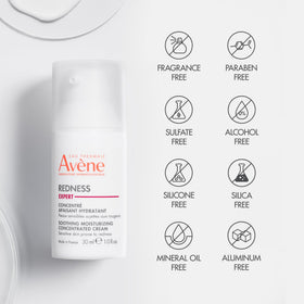 Eau Thermale Avène cream absorbed on cheek illustrating reduced redness appearance