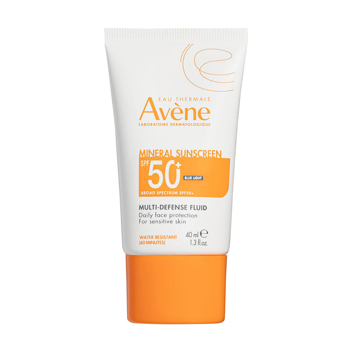 Avène front packaging showing SPF 50+ and tinted mineral fluid benefit