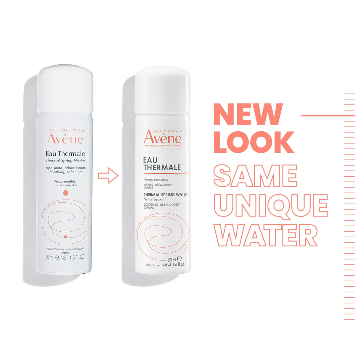 Model using Avène mist on face for immediate calming and cooling effect