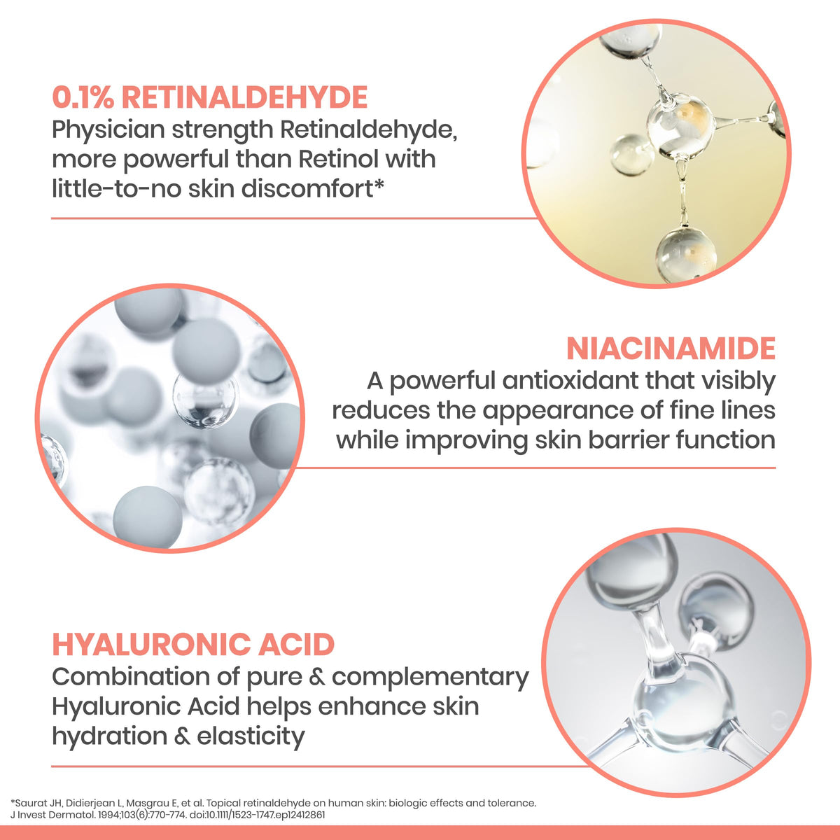 Avène ingredient label highlighting retinaldehyde, niacinamide and hyaluronic acid benefits