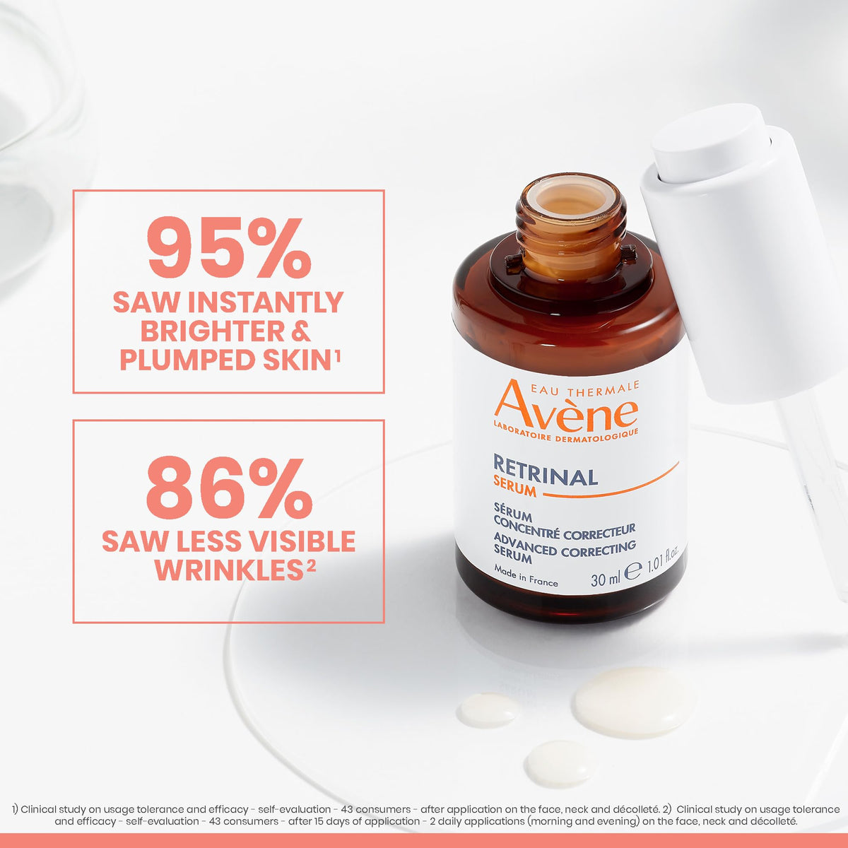 Avène texture close-up of serum showing lightweight hydrating consistency