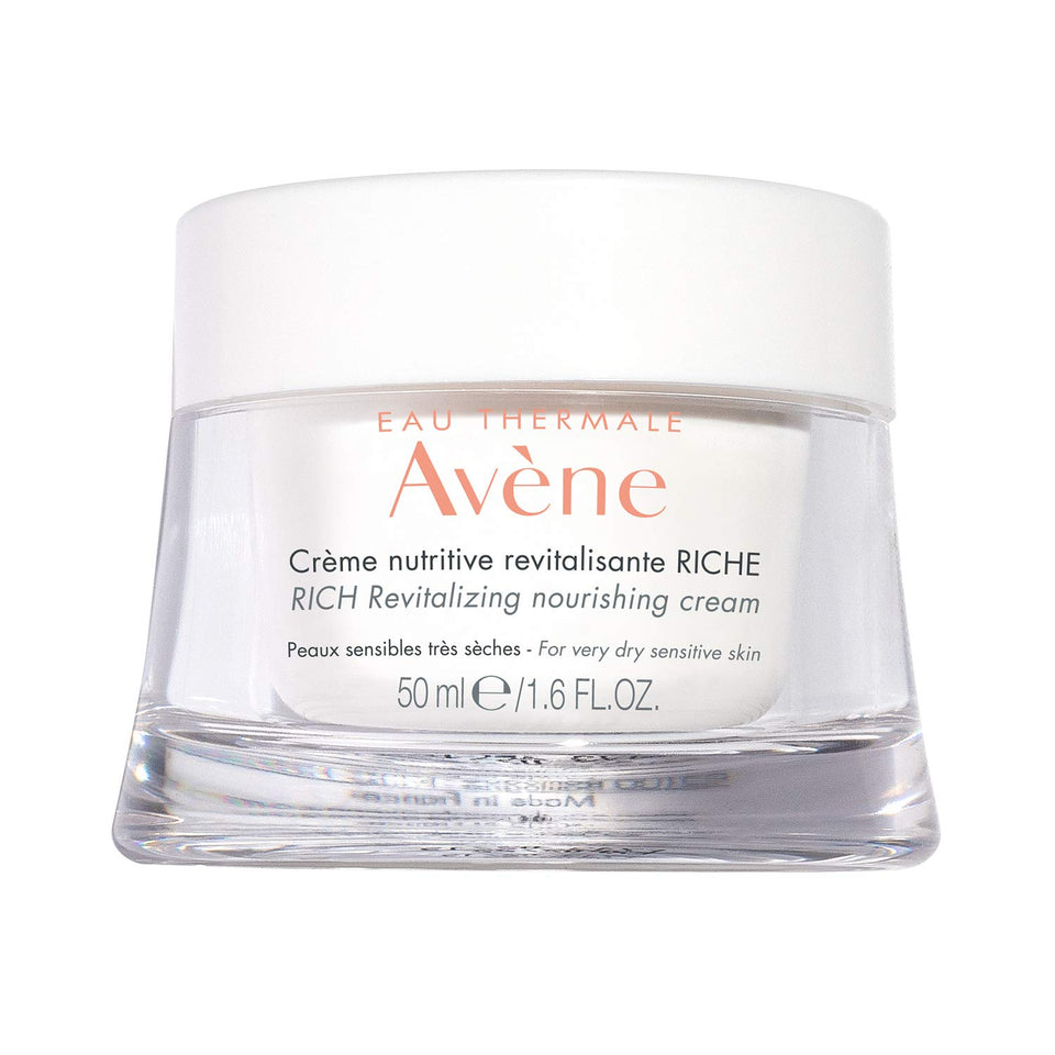 Eau Thermale Avène jar front view showing product and benefit of rich hydration