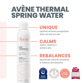 Avène mist on cheek in use providing immediate cooling and comfort