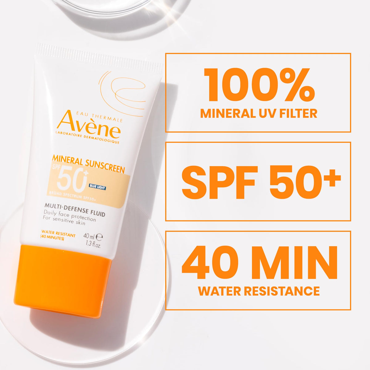 Avène application to face and neck showing even tint coverage benefit