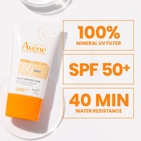 Avène application to face and neck showing even tint coverage benefit