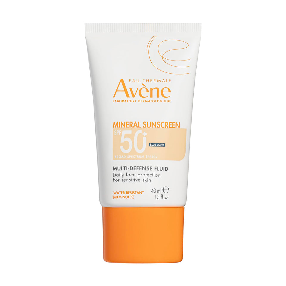 Avène front packaging showing SPF 50+ tinted mineral sunscreen benefits