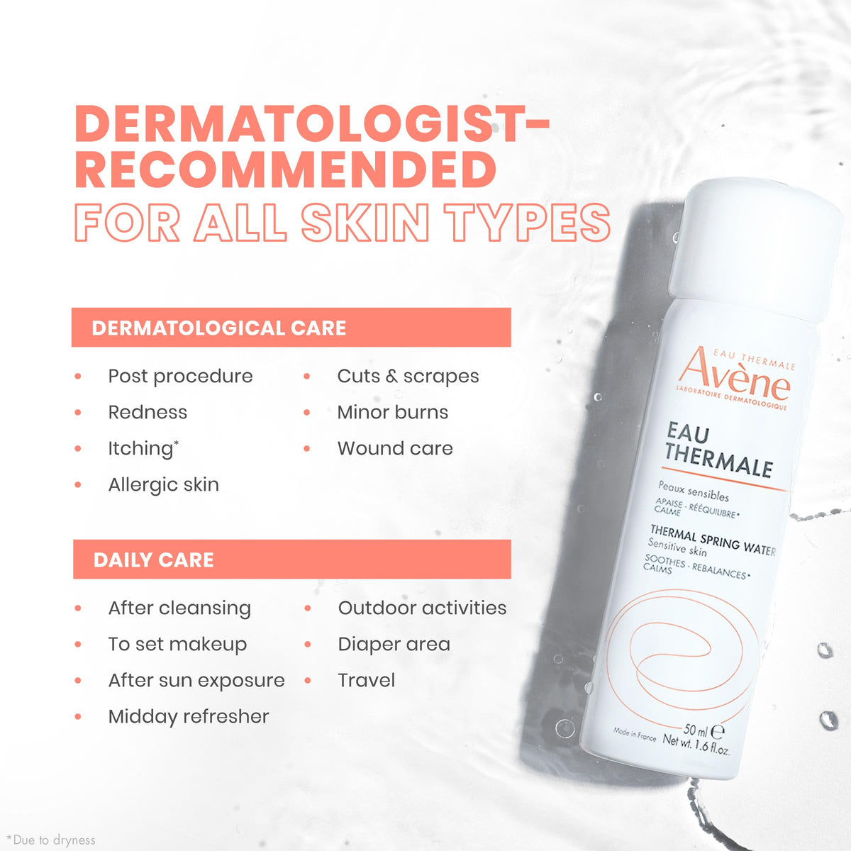 Eau Thermale Avène travel size in hand showing portable soothing benefit