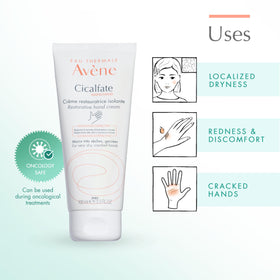 Eau Thermale Avène tube beside ruler showing 3.3 oz size and travel-friendly benefit