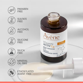 Eau Thermale Avène bottle held in hand giving size perspective and travel-friendly benefit