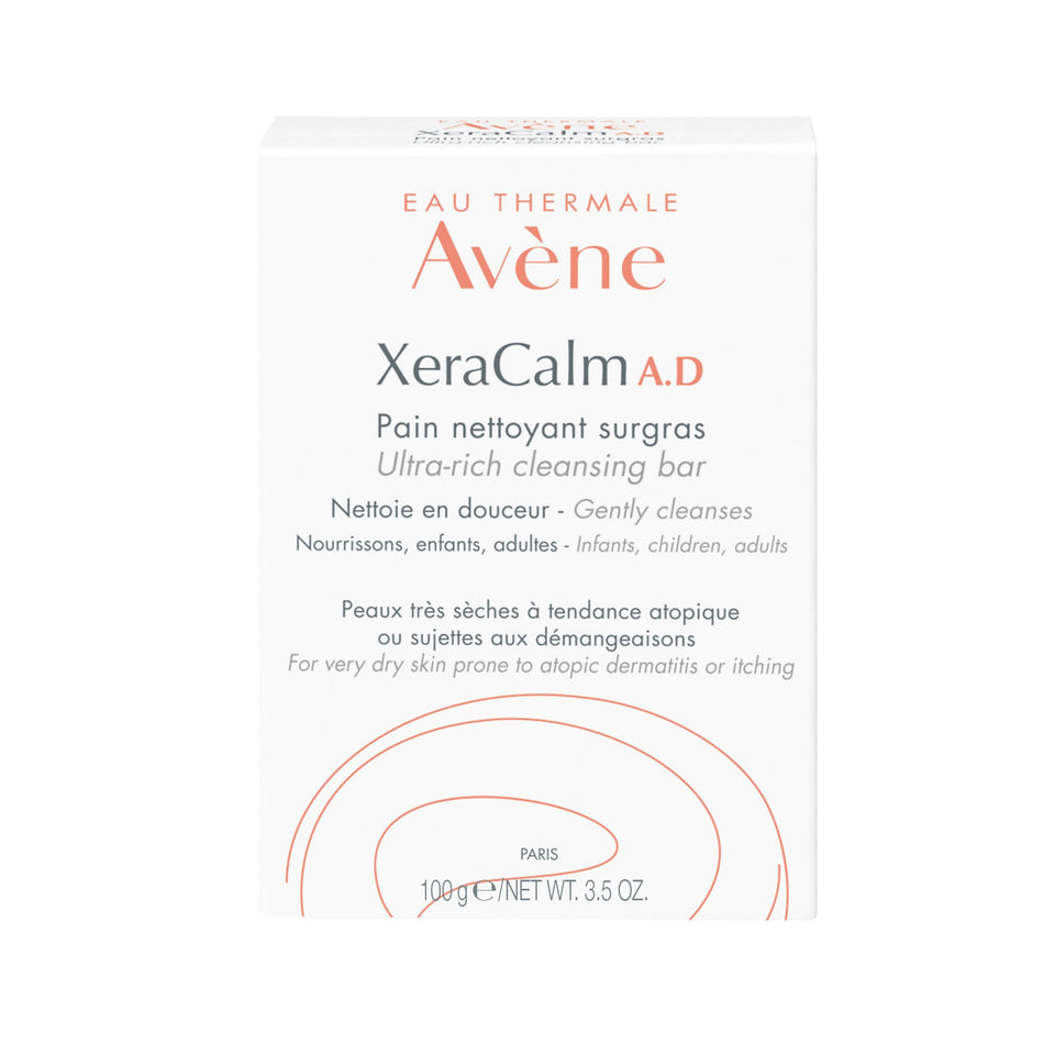 Avène cleansing bar front packaging showing product and soothing benefit