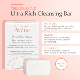 Avène cleansing bar unwrapped detail highlighting smooth texture and gentle wash
