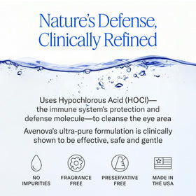 Hand holding Avenova spray demonstrating gentle application for convenience